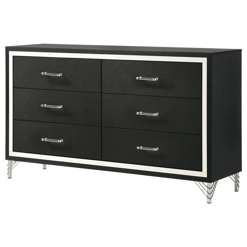 Lucia 6-drawer Dresser Cabinet Black - detail 4