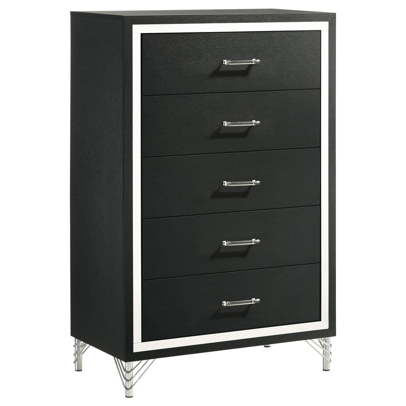 Lucia 5-drawer Bedroom Chest of Drawers Black - alternate view