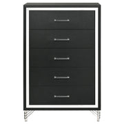 Lucia 5-drawer Bedroom Chest of Drawers Black - detail 3