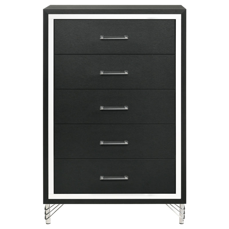 Lucia 5-drawer Bedroom Chest of Drawers Black - detail 3