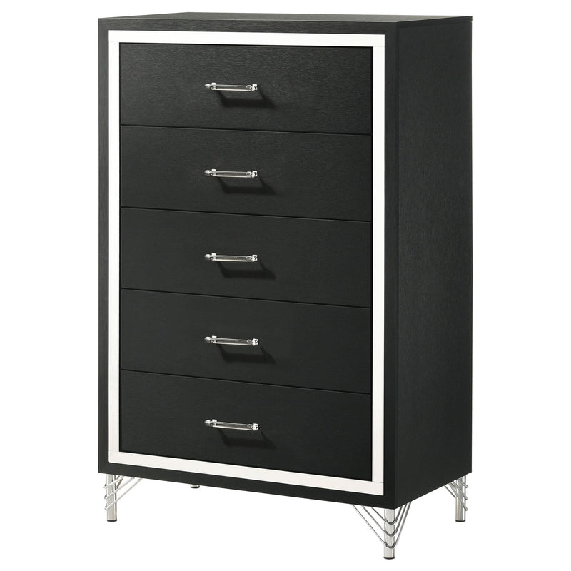 Lucia 5-drawer Bedroom Chest of Drawers Black - detail 4