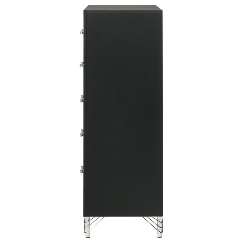 Lucia 5-drawer Bedroom Chest of Drawers Black - detail 5