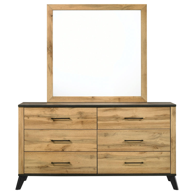 Kaywood 6-drawer Dresser and Mirror Natural Pine - detail 3
