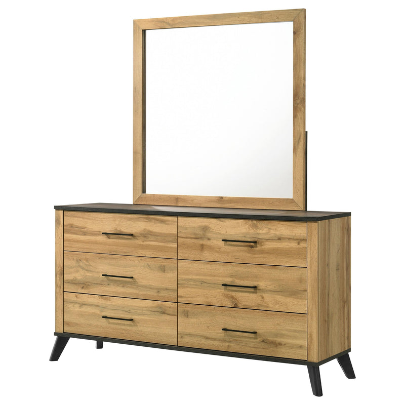 Kaywood 6-drawer Dresser and Mirror Natural Pine - detail 4