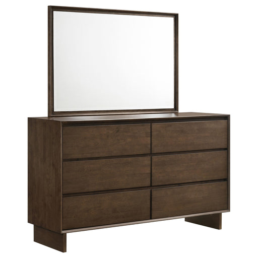 Glenwood 6-drawer Dresser and Mirror Warm Brown - alternate view