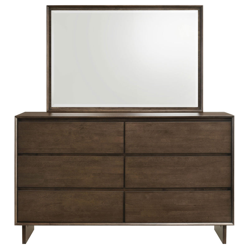 Glenwood 6-drawer Dresser and Mirror Warm Brown - detail 3