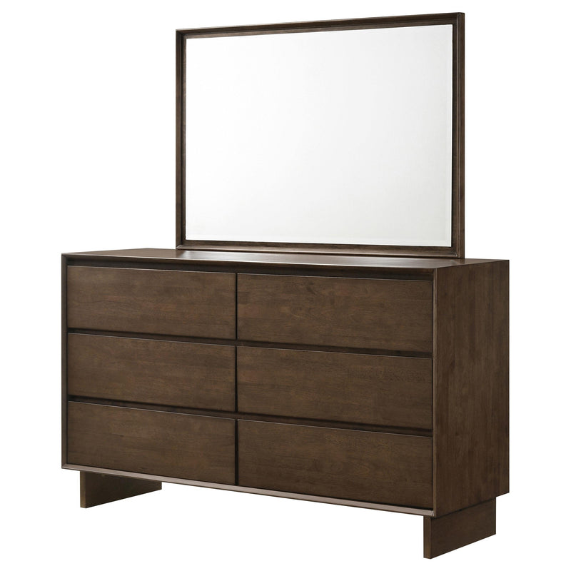 Glenwood 6-drawer Dresser and Mirror Warm Brown - detail 4