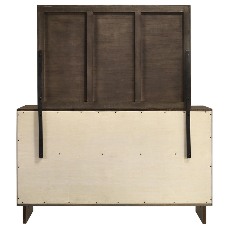 Glenwood 6-drawer Dresser and Mirror Warm Brown - detail 7