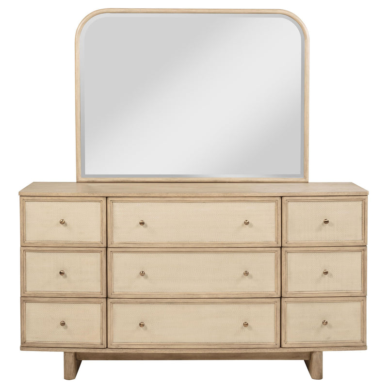 Kailani 9-drawer Dresser and Mirror Beige Oak - detail 3
