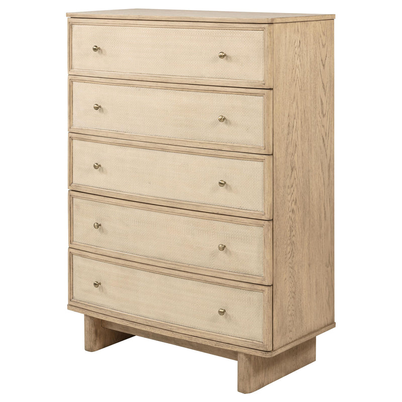Kailani 5-drawer Bedroom Chest of Drawers Beige Oak - detail 4