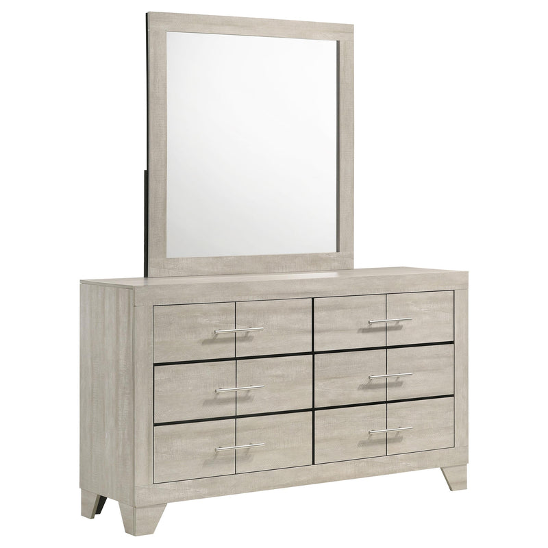 Trenton 6-drawer Bedroom Dresser With Mirror Rustic Cream - alternate view