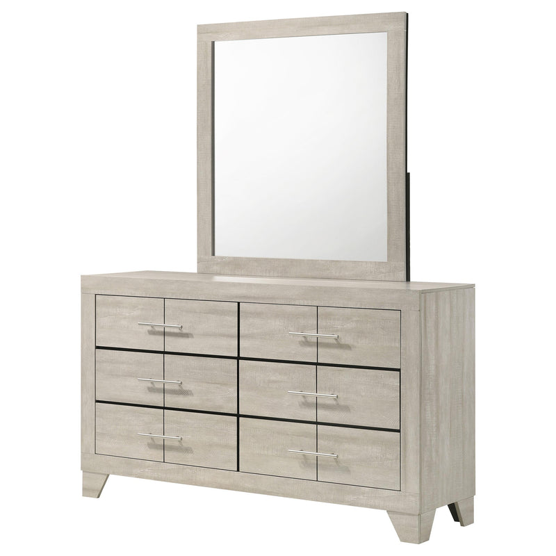 Trenton 6-drawer Bedroom Dresser With Mirror Rustic Cream - detail 4