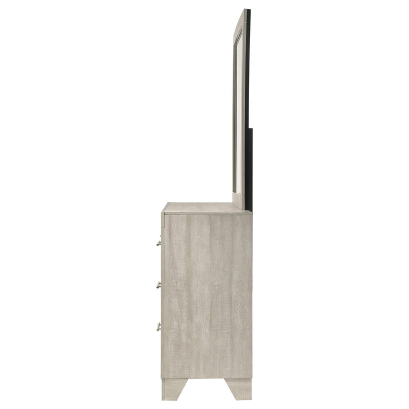 Trenton 6-drawer Bedroom Dresser With Mirror Rustic Cream - detail 5