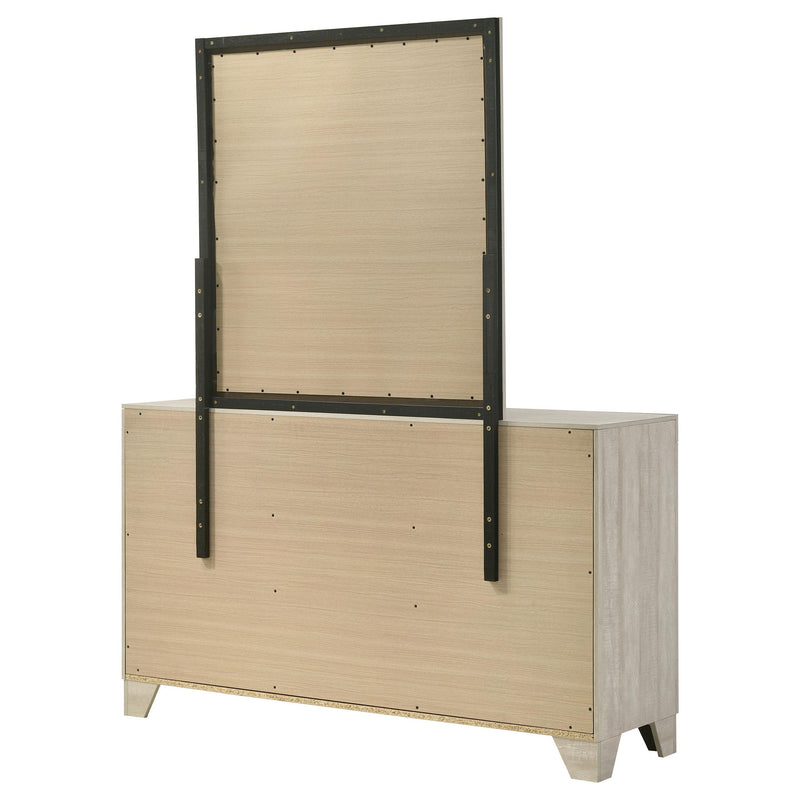 Trenton 6-drawer Bedroom Dresser With Mirror Rustic Cream - detail 8