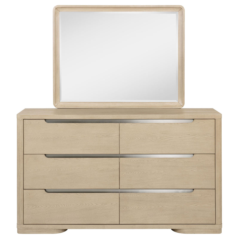 Ladera 6-drawer Bedroom Dresser and Mirror Light Elm - detail 3