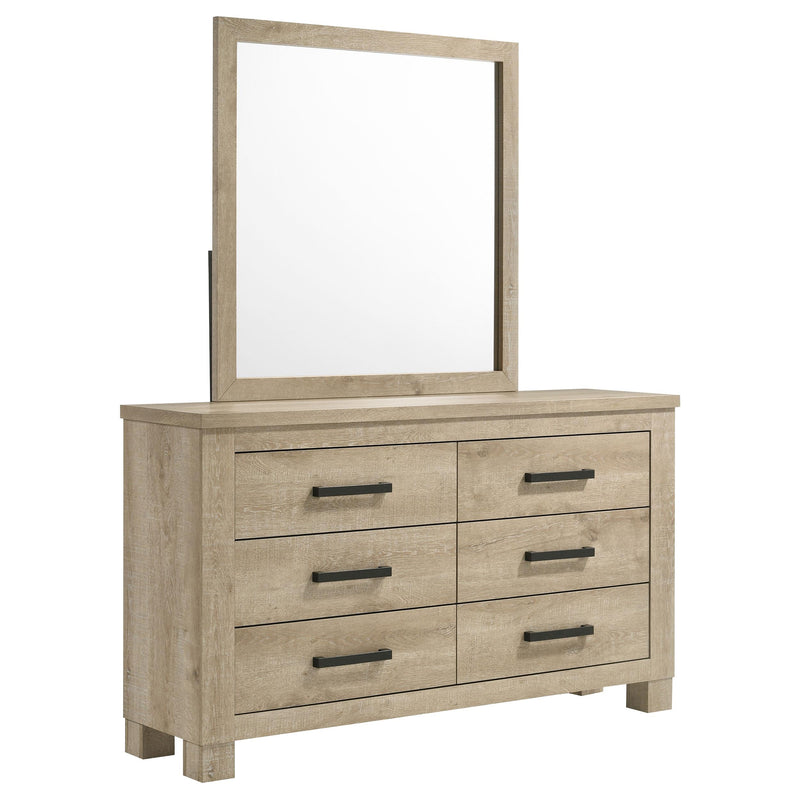 Oakglen 6-drawer Bedroom Dresser and Mirror Weathered Oak - alternate view