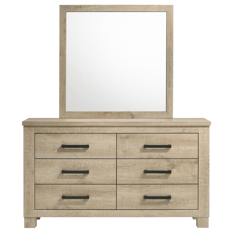 Oakglen 6-drawer Bedroom Dresser and Mirror Weathered Oak - detail 3