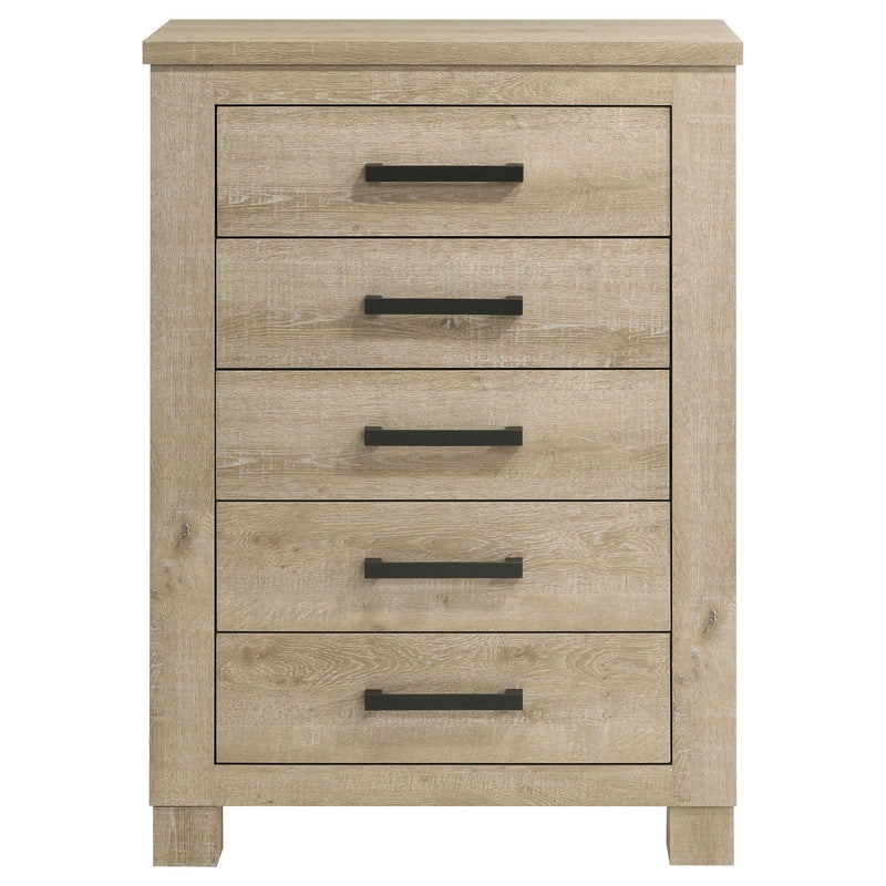 Oakglen 5-drawer Bedroom Chest of Drawers Weathered Oak - detail 3