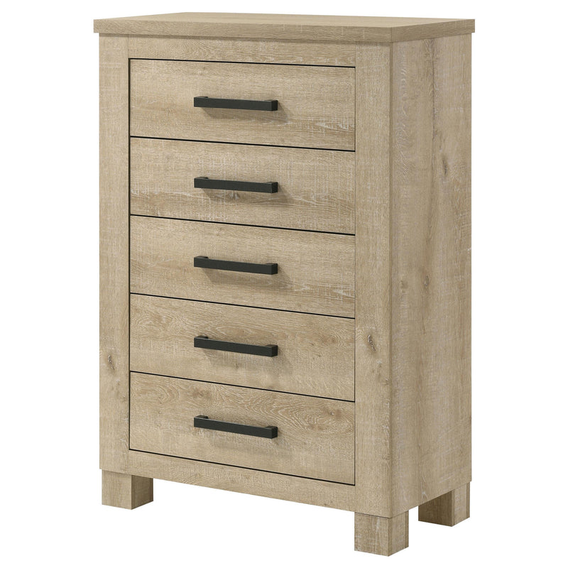Oakglen 5-drawer Bedroom Chest of Drawers Weathered Oak - detail 4