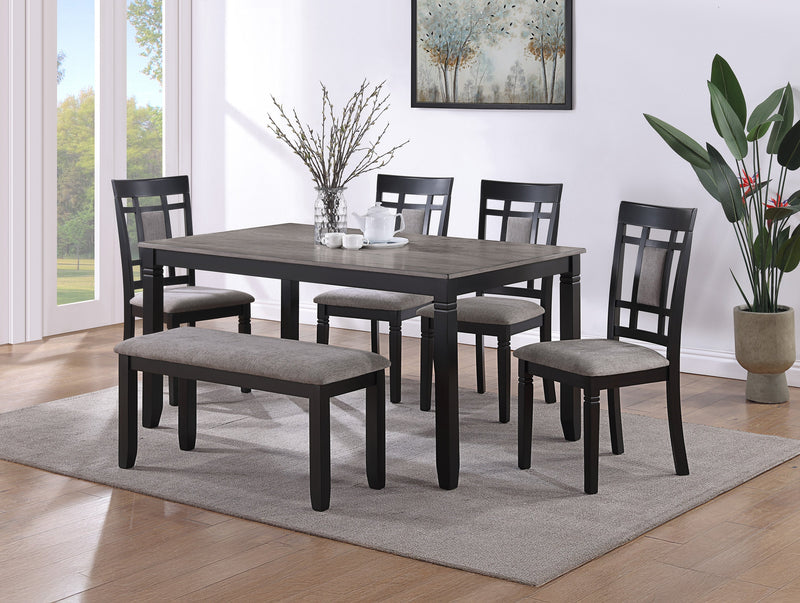 Paige 6-Pc Dining Set With Bench Light Grey