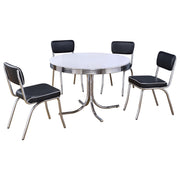 Retro 5-piece Round Dining Table Set White and Black - alternate view