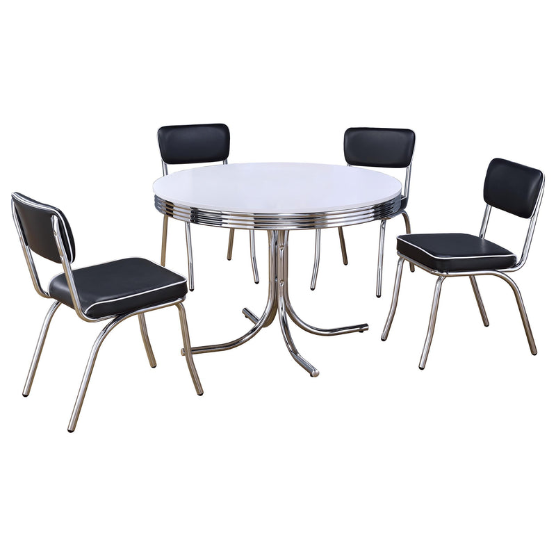 Retro 5-piece Round Dining Table Set White and Black - alternate view