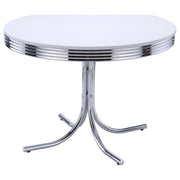 Retro Round 42-inch Wood Top Dining Table White and Chrome - alternate view