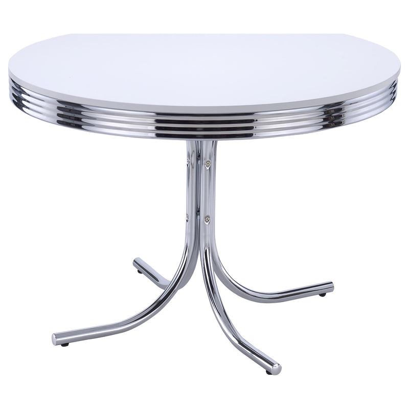 Retro Round 42-inch Wood Top Dining Table White and Chrome - alternate view