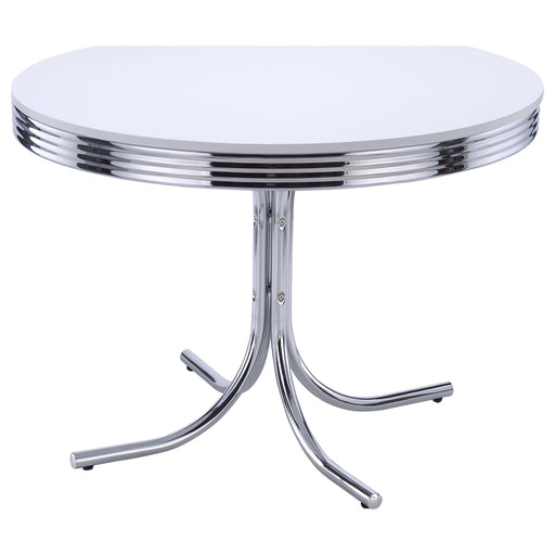 Retro Round 42-inch Wood Top Dining Table White and Chrome - alternate view