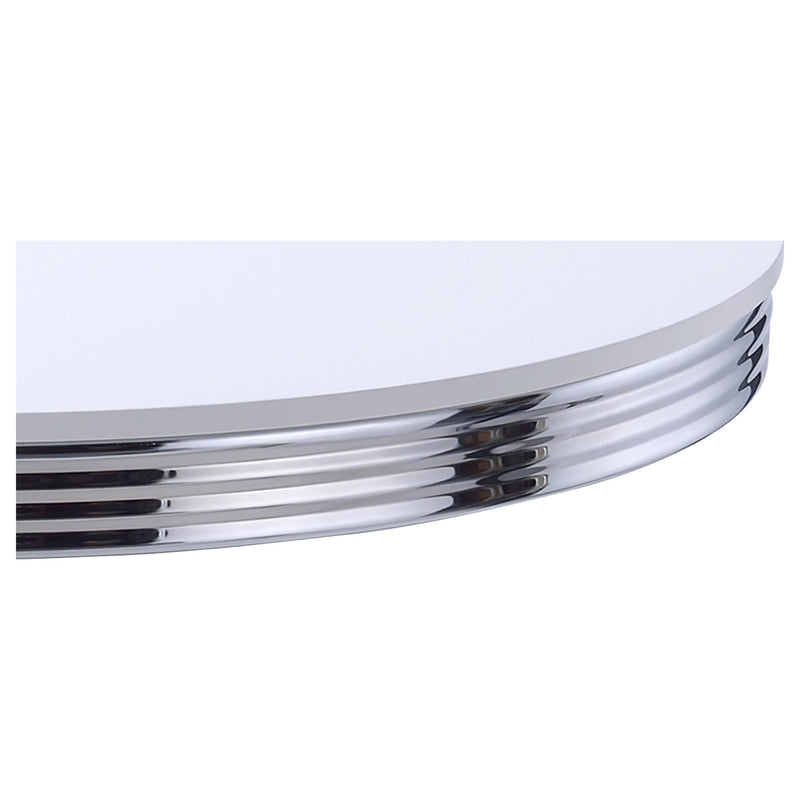 Retro Round 42-inch Wood Top Dining Table White and Chrome - detail 3
