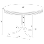 Retro Round 42-inch Wood Top Dining Table White and Chrome - detail 5