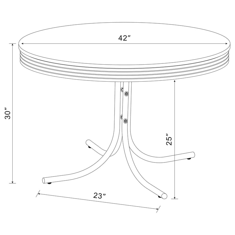 Retro Round 42-inch Wood Top Dining Table White and Chrome - detail 5
