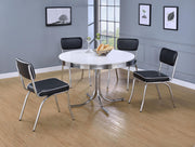Retro Round 42-inch Wood Top Dining Table White and Chrome - detail 6