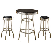 Retro 3-piece Round 1950s Bistro Pub Bar Table Set Black - alternate view