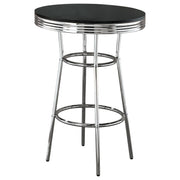 Retro Round 30-inch 1950's Bistro Pub Height Bar Table Black - alternate view