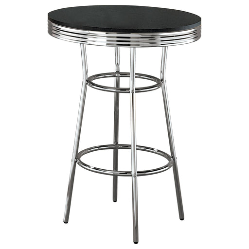 Retro Round 30-inch 1950's Bistro Pub Height Bar Table Black - alternate view