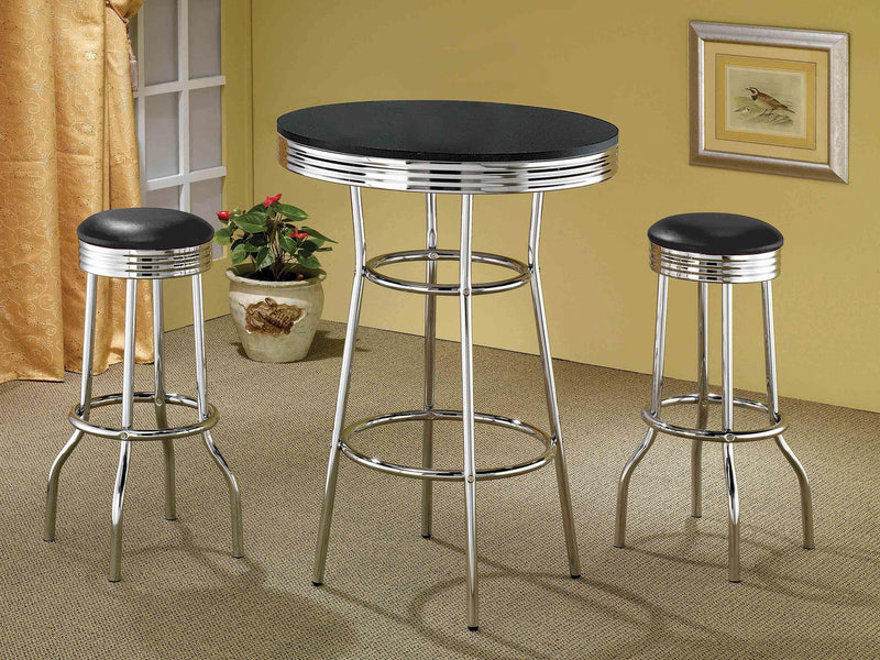 Retro Round 30-inch 1950's Bistro Pub Height Bar Table Black - detail 5