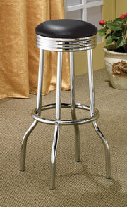 Retro Upholstered Metal Swivel Bar Stool Black (Set of 2) - alternate view