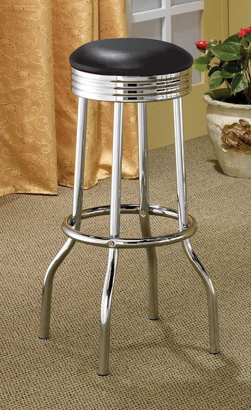 Retro Upholstered Metal Swivel Bar Stool Black (Set of 2) - alternate view