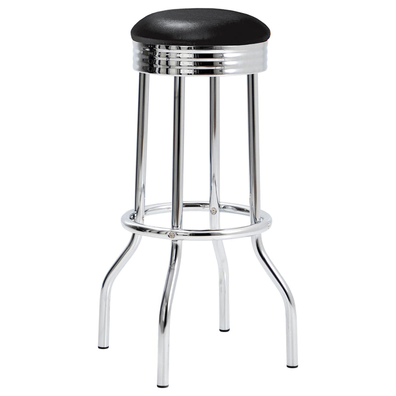 Retro Upholstered Metal Swivel Bar Stool Black (Set of 2) - detail 3