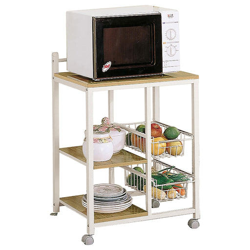 Kelvin 2-shelf Mobile Kitchen Cart Natural Brown and White - alternate view