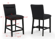 Crownmark Set of 2 Sebastian Counter Height Chairs Black