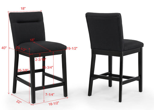 Crownmark Set of 2 Sebastian Counter Height Chairs Black