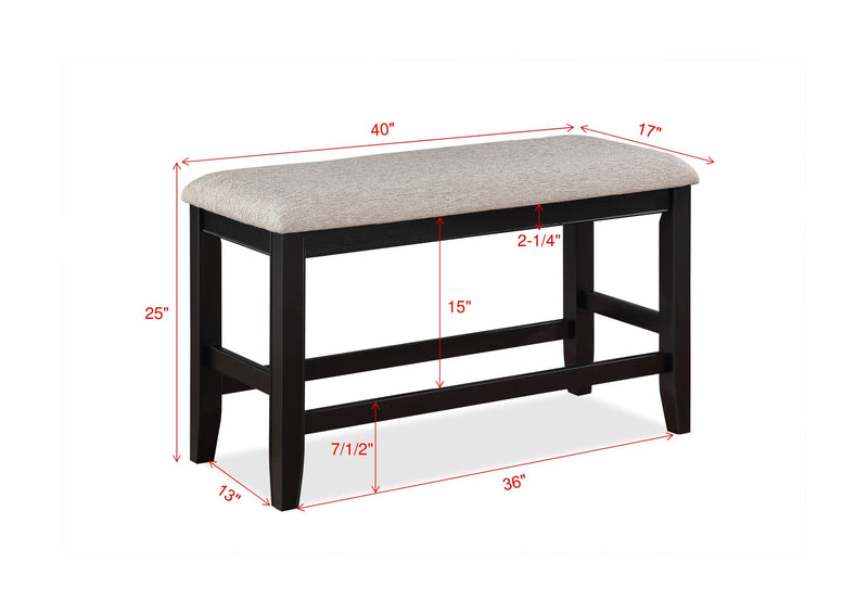 Fulton Counter Height Bench Light Grey