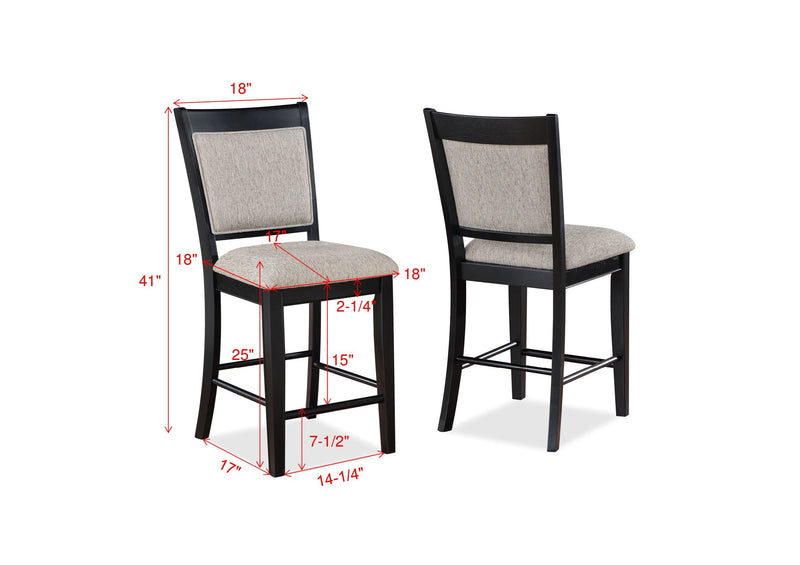 Set of 2 Fulton Counter Height Chairs Light Grey