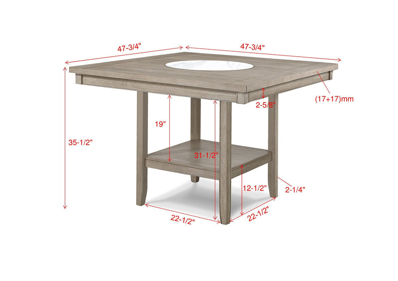 Fulton Counter Table White Oak with Mbl Lzssn
