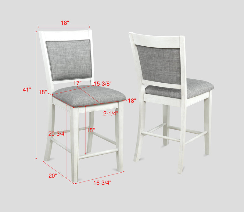 Crownmark Set of 2 Fulton Counter Height Chairs White