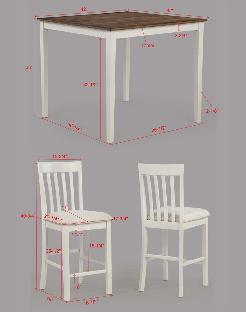 Brody 5-Pc Counter Height Table Set White/Brown
