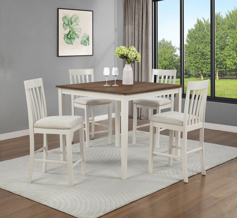 Brody 5-Pc Counter Height Table Set White/Brown