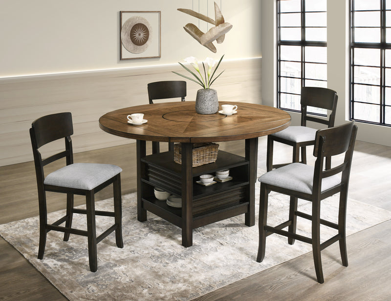 Oakly Dining Set- w/ Lazy Susan Baked Brown